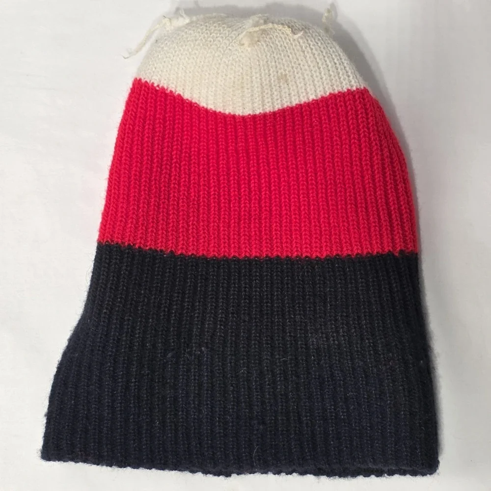 Disney Mickey Mouse Club Unisex Knit Beanie Pom Hat Red Black White Vintage